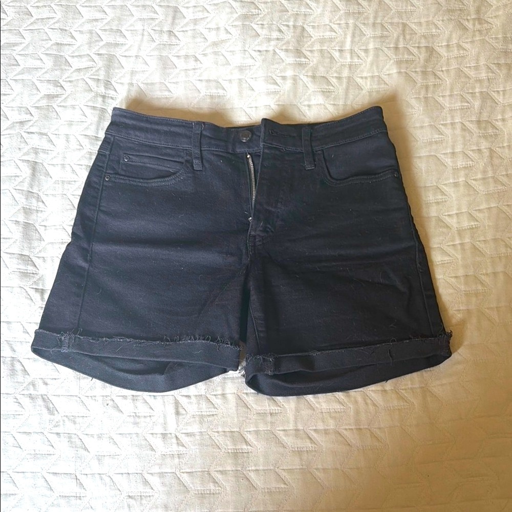 GUESS Black Rolled-Hem Denim Shorts